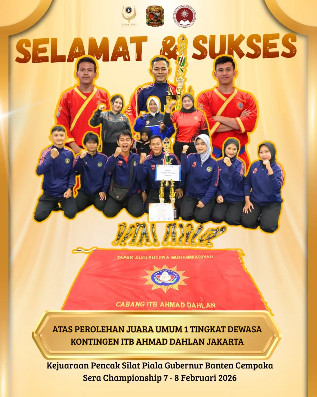 Tapak Suci ITB AD Jakarta Raih Juara I  pada Piala Gubernur Banten Cempaka Sera Championship 2026